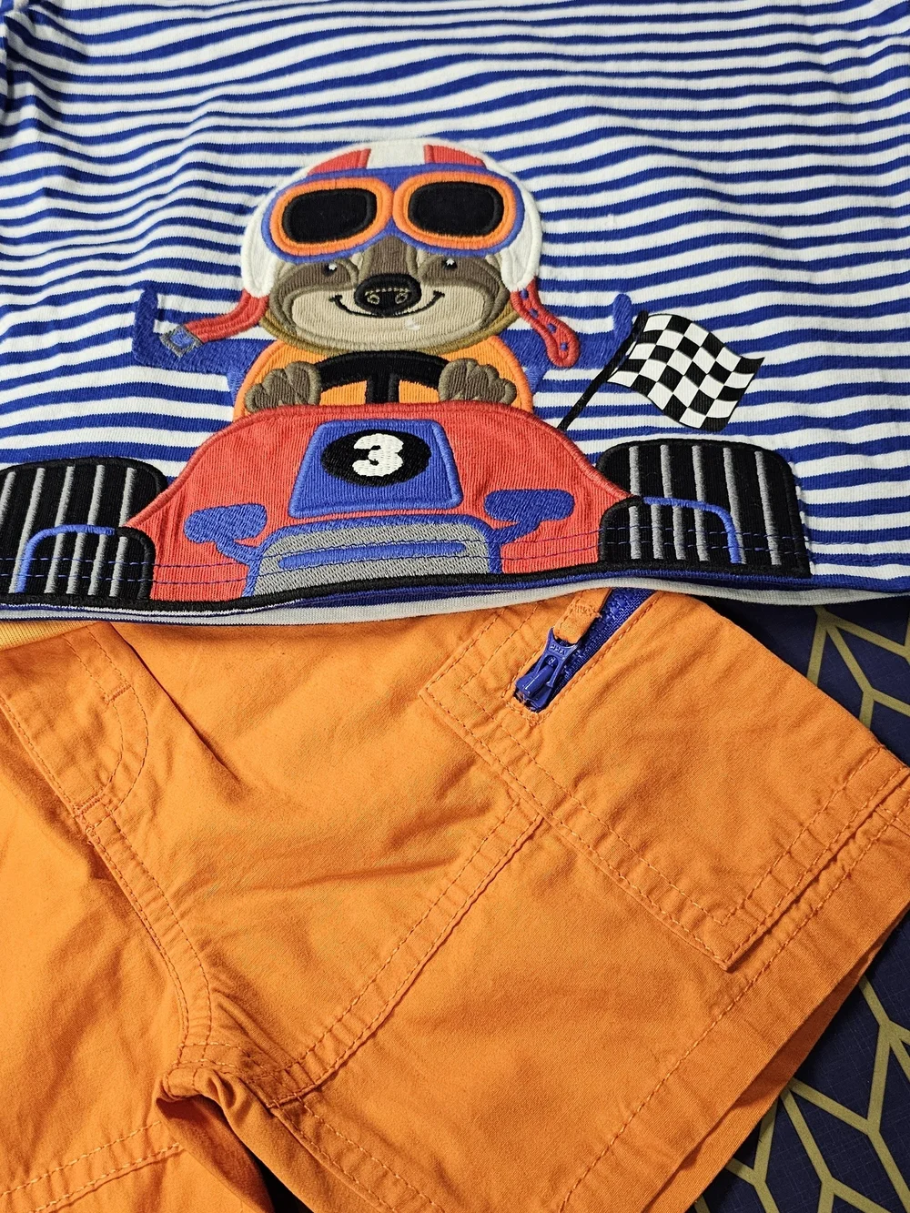 Gymboree Orange Cargo Shorts with Playful Pup Tee Set